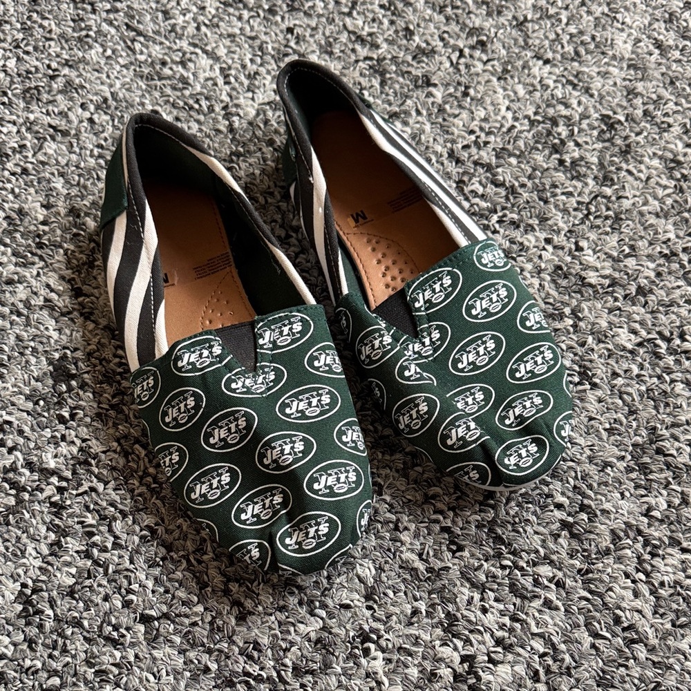 New York Jets Logo Slip-On Flats - Green, White, + Black